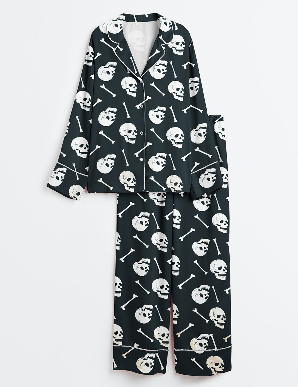 Women’s Skulls Sketlon Long Sleeve Satin Pajama Set