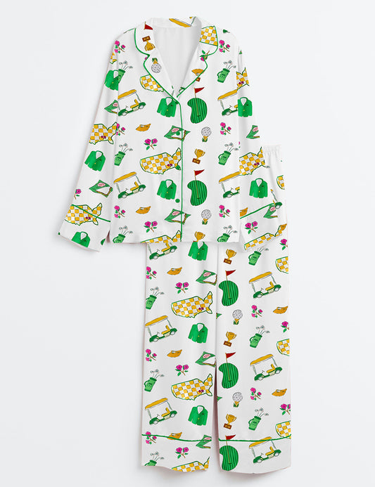 Women's Golf Long Sleeve Satin Pajama Set