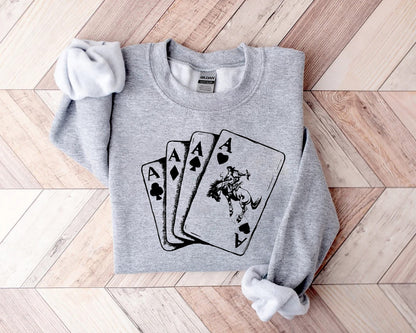 Ace Card Cowboy Hoodie, Cowboy Western Sweatshirt, Playing Card Sweatshirt, Card Hoodie, Poker Card Sweatshirt, Country Sweatshirt gift