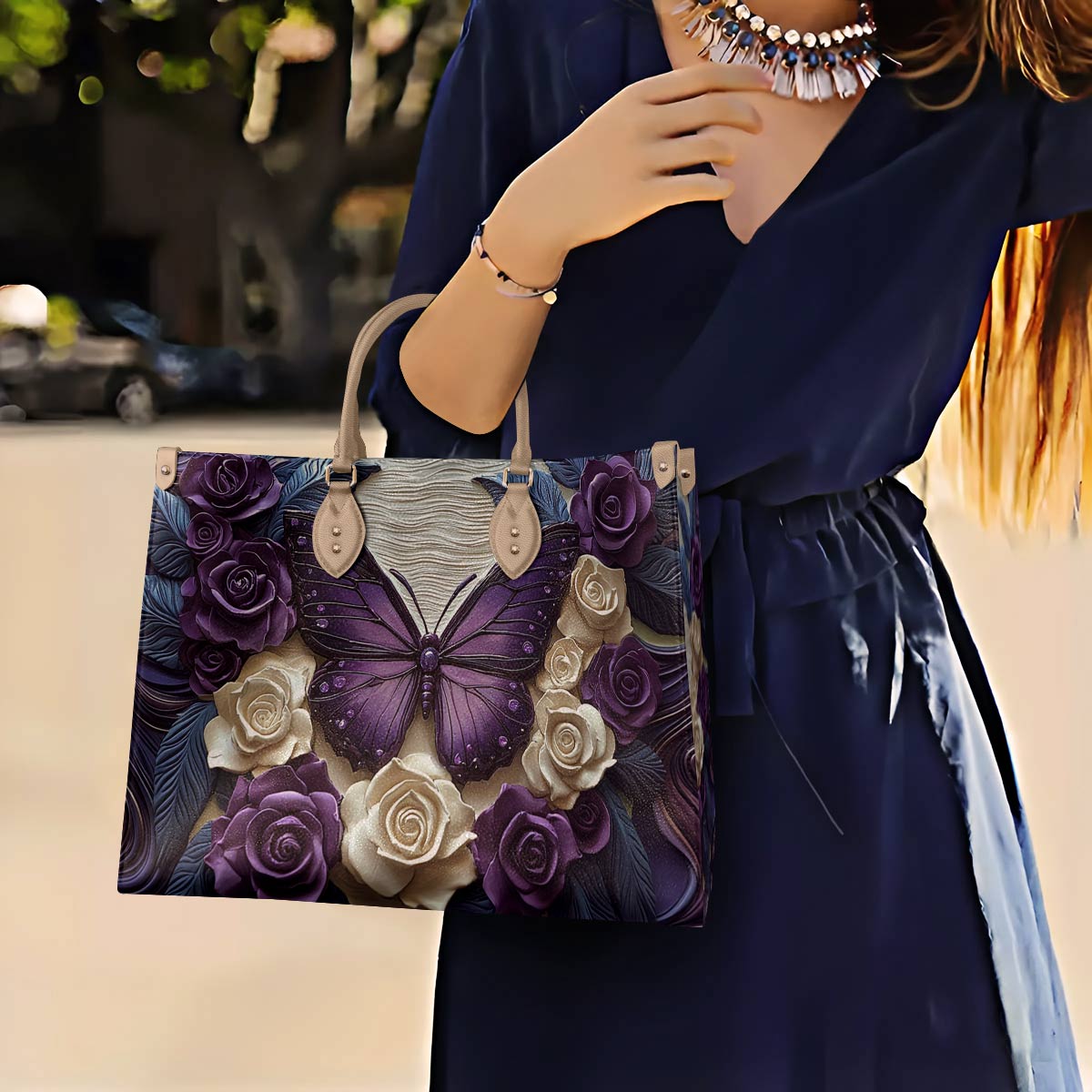 Butterfly Leather Bag Rose & Butterfly Elegance