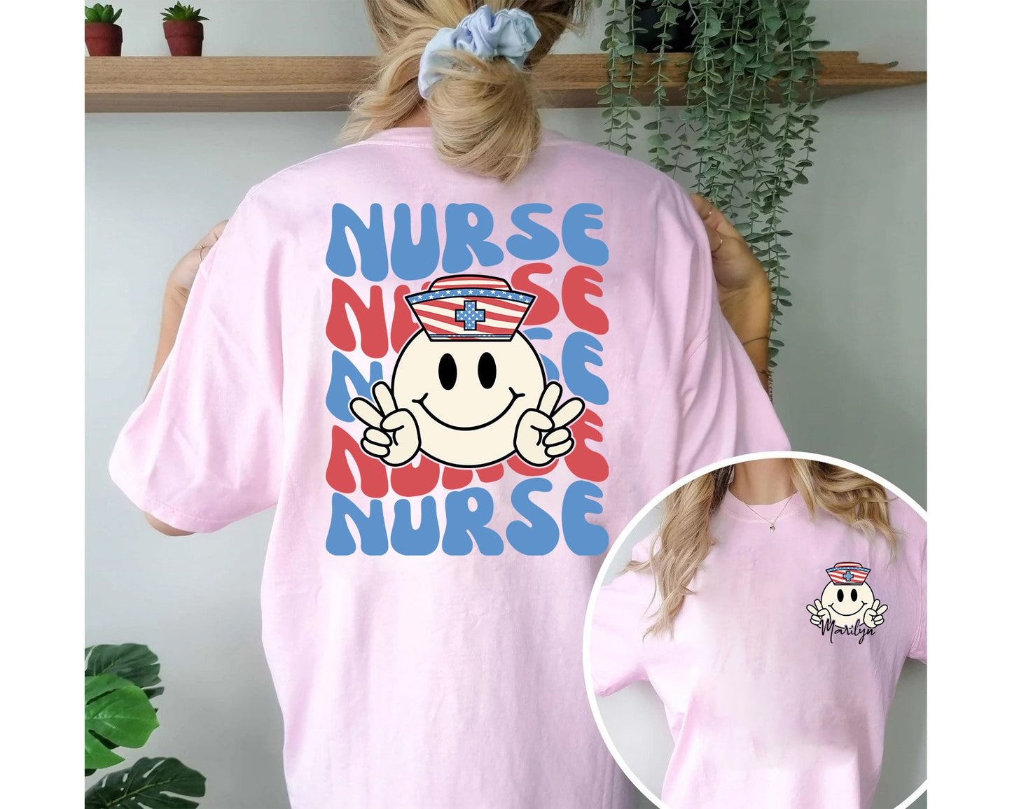 American Medical Montage Shirt, Patriotic Nurse Shirt, Registered Nurse Shirt, 4. juli Sygeplejerske gave, Nurse skjorte, Nurse 4. juli skjorte