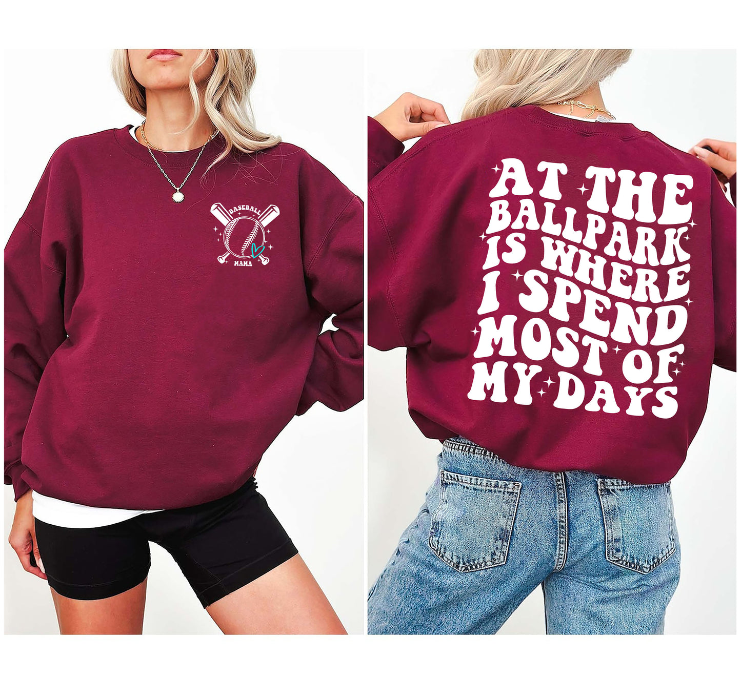 At The Ballpark Is Where I Spend Most Of My Days Hoodie, Baseball Mom Shirt, Boys Baseball, Trendy Baseball, Baseball Sweatshirt, Mom Shirt