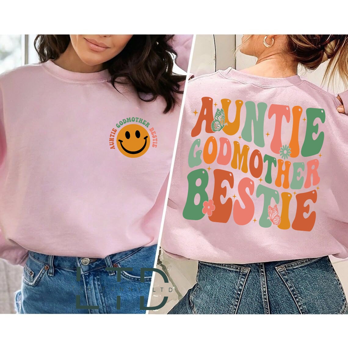 Auntie Godmother Bestie Shirt, Auntie Shirt, God mama Shirt, Aunt God Mother Gift, Funny Godparent Sweatshirt, Aunt Gift, Godmother Gifts