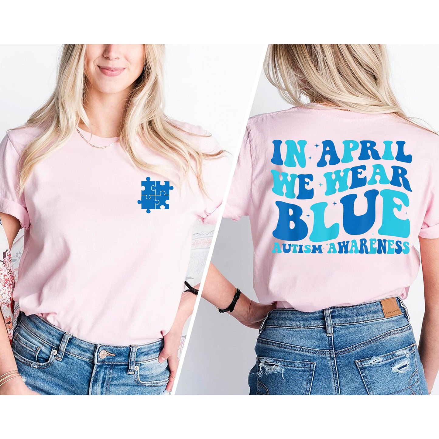 Autism Awareness Shirt, In April We Wear Blue, Autism Month, In April We Wear Blue, Autism Group Shirts, Autism Awareness Month,Blue Rainbow