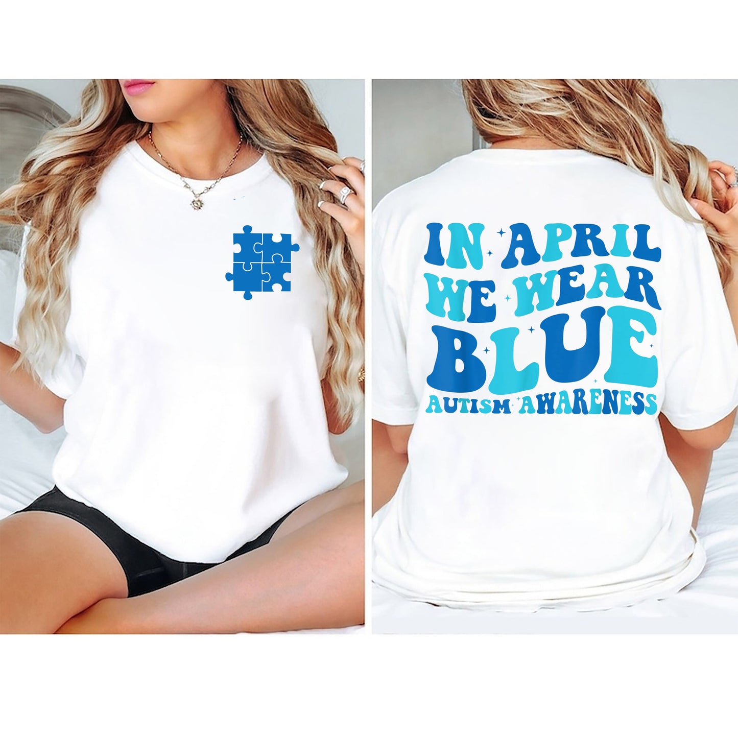 Autism Awareness Shirt, In April We Wear Blue, Autism Month, In April We Wear Blue, Autism Group Shirts, Autism Awareness Month,Blue Rainbow
