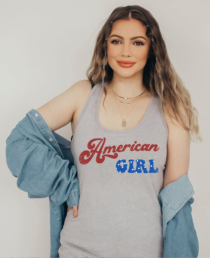 American Girl T-shirt, 4th Of July Shirt, Fourth Of July Shirt, Independence Day Shirt, Retro American T-shirt, American Flag Shirt1