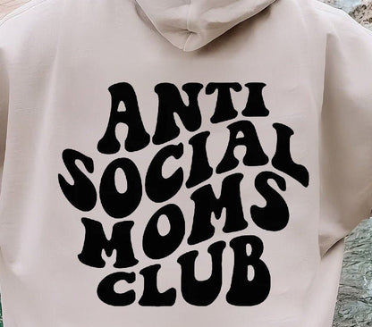 Anti Social Moms Club Hoodie Shirt, Cute Retro Shirt for Moms, Overstimulated Moms Club, New Mom Gift, Trendy Shirt