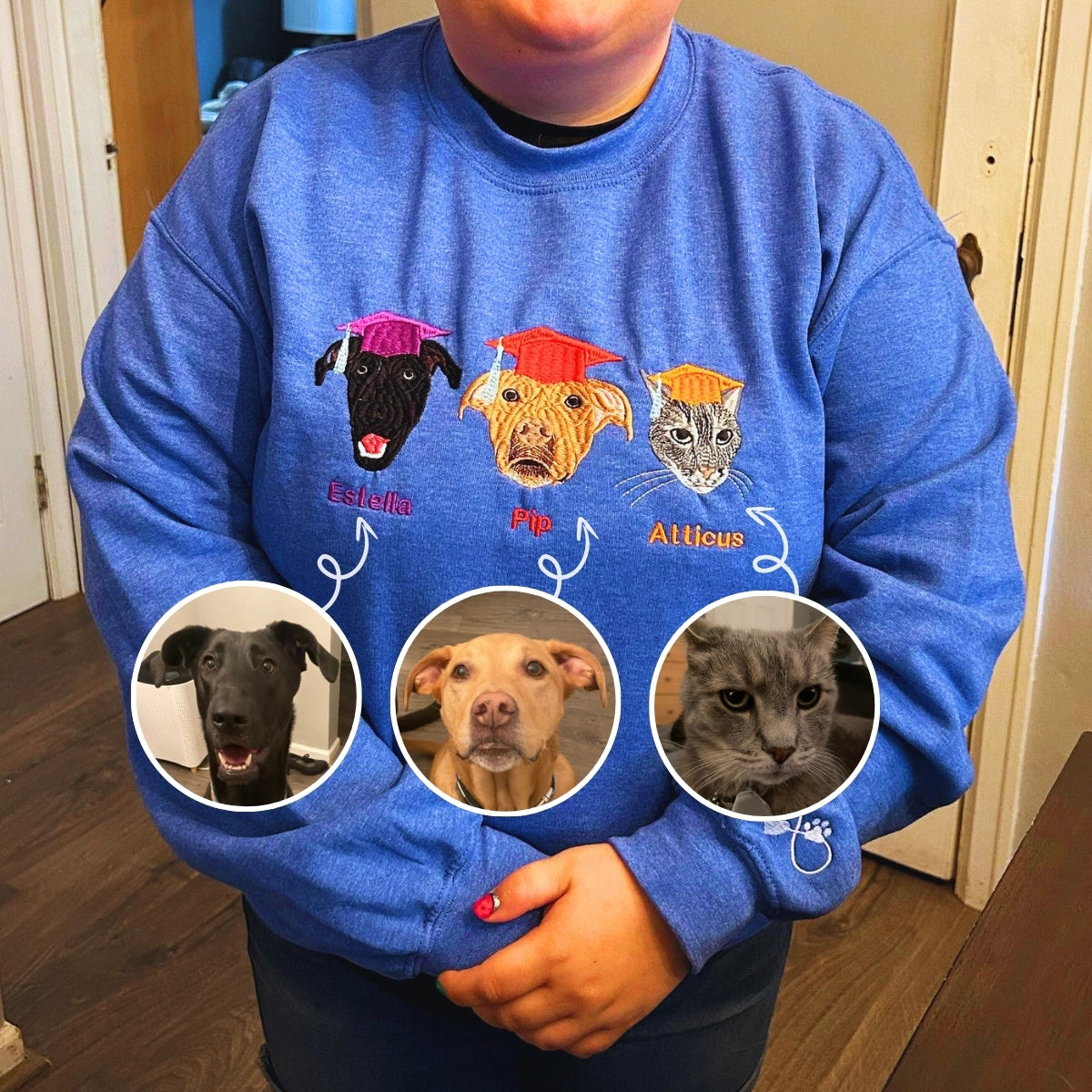 Australian Shepherd Sweatshirt or Hoodie, Custom Embroidered Gift from Photo Name