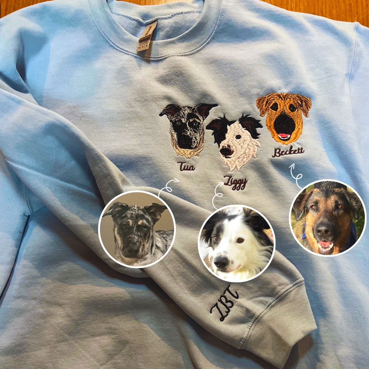 Australian Shepherd Sweatshirt or Hoodie, Custom Embroidered Gift from Photo Name