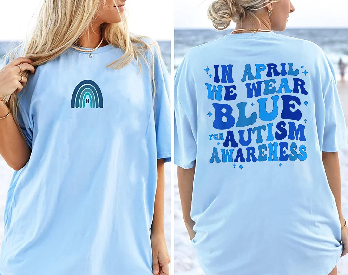 Autism Shirt, Autism Awareness Shirt, In April We Wear Blue For Autism Awareness, Autism Rainbow Shirt, Autism Awareness Month, Autism Mom