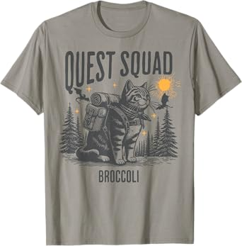 Quest Fantasy Squad Broccoli Funny Cat T-Shirt