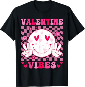 Groovy Valentines Day Shirts For Girl Women Valentine Vibes T-Shirt
