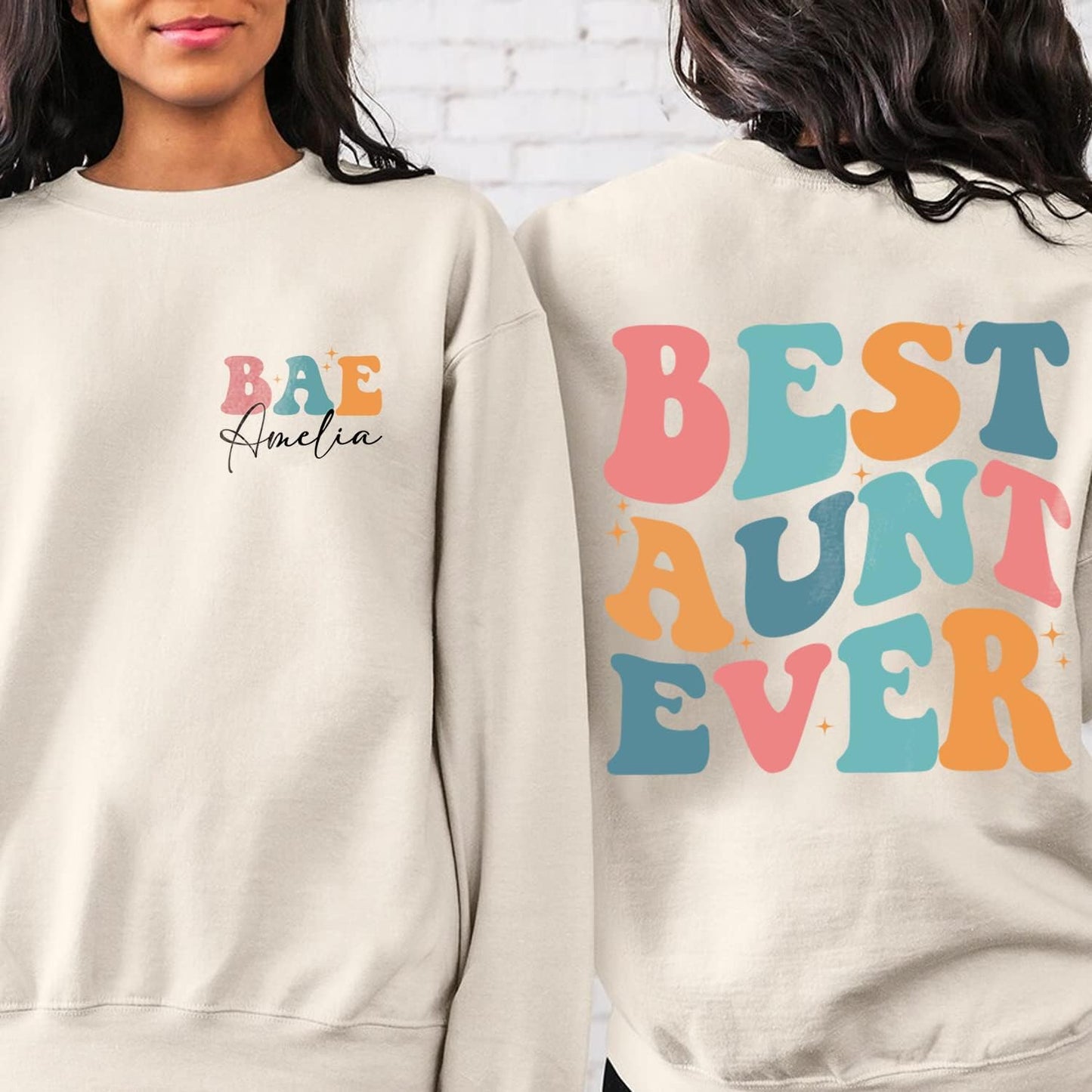 BAE Best Aunt Ever Sweatshirt - Custom Name Aunt Sweatshirt, New Aunt Shirt, Aunt to Be Sweater, Auntie Sweatshirt