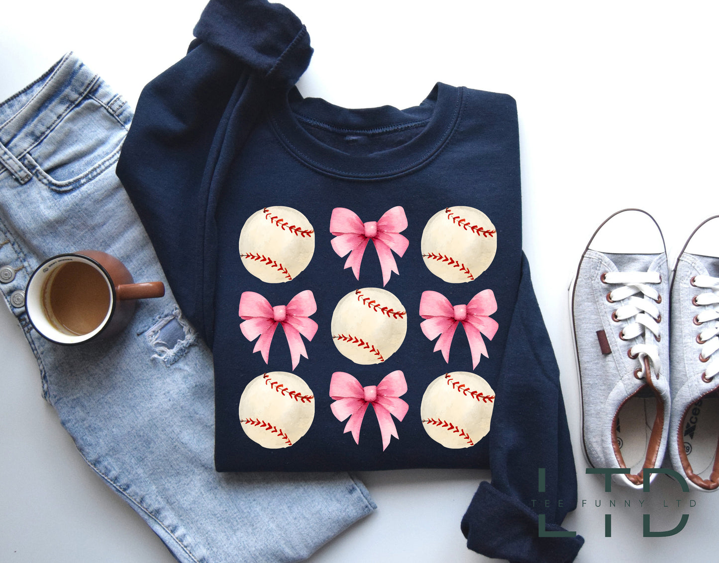 Baseball Coquette Bow Sweatshirt, Cute Baseball Crewneck, Baseball Sweatshirt, Baseball Sweatshirt For Mom, Baseball Outfit, Baseball Gift