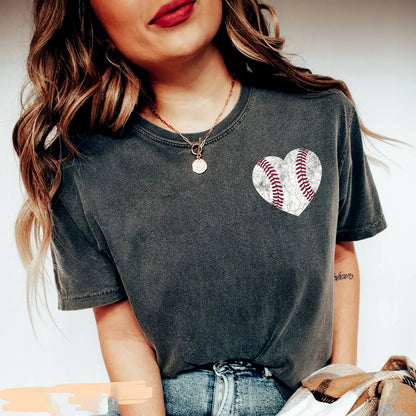 Baseball Mom shirt, Baseball Comfort Colors , Baseball Pocket Shirt, Baseball Gift, Baseball Heart Shirt, Sports Mom tee, Baseball Fan tee