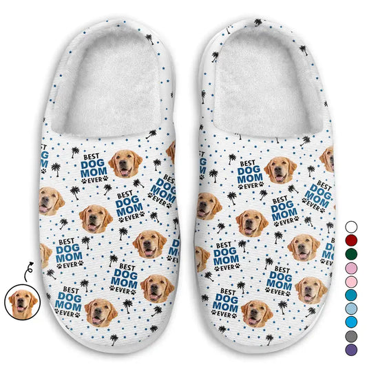 Custom Photo Best Dog Cat Dad Mom Ever - Personalized Fluffy Slippers