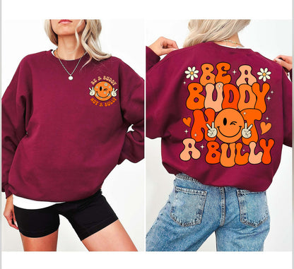 Be A Buddy Not A Bully Shirt, Anti Bullying Shirt, Retro Unity Day Shirt, Orange Shirt, Teacher Gift, Anti Bully Shirt, Bully Awareness Gift
