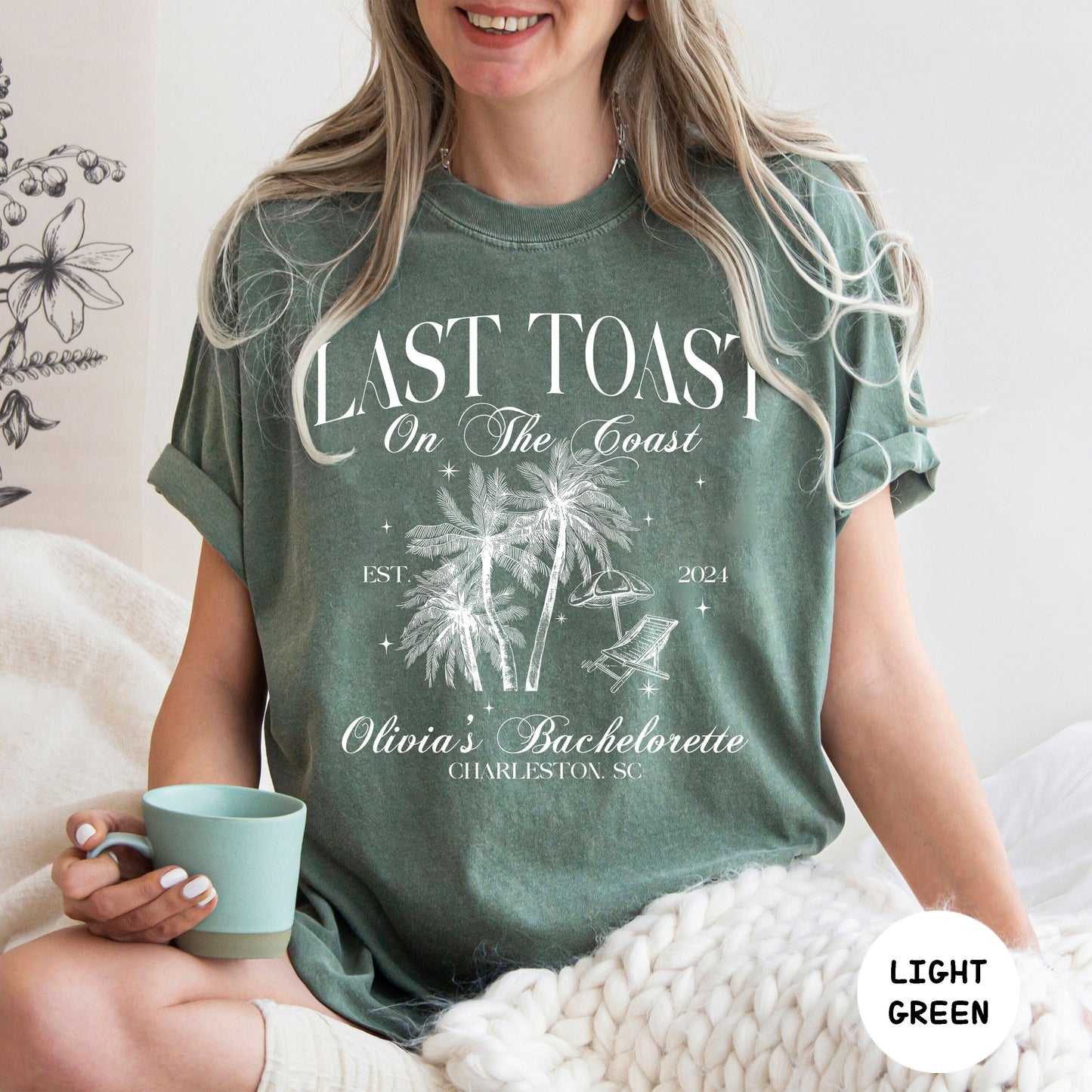 Beach Bachelorette Party Tees - Last Toast on the Coast Custom Shirts, Personalized Luxury Bach Tops, Social Club Bachelorette Apparel Shirt
