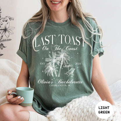 Beach Bachelorette Party Tees - Last Toast on the Coast Custom Shirts, Personalized Luxury Bach Tops, Social Club Bachelorette Apparel Shirt