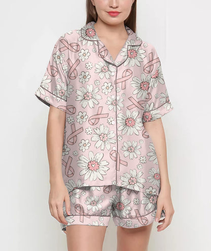 Breast Cancer Gifts, Breast Cancer Shirt, Pajamas Satin Set, Breast Cancer Awareness, Mother Gift, Gift For Women, Pink Ribbon Breast Cancer 146