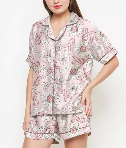 Breast Cancer Gifts, Breast Cancer Shirt, Pajamas Satin Set, Breast Cancer Awareness, Mother Gift, Gift For Women, Pink Ribbon Breast Cancer 146