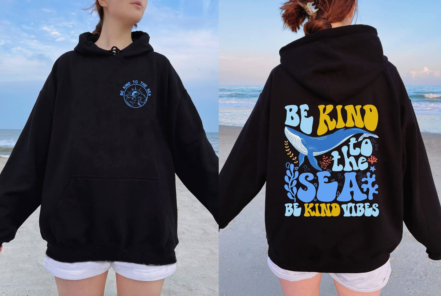 Be Kind To The Sea Hoodie, Summer Holiday Hoodie, Beach Vacation Sweatshirt, Coconut Girl Aesthetic, Ocean Beach Surf T-Shirt, Trendy Shirt