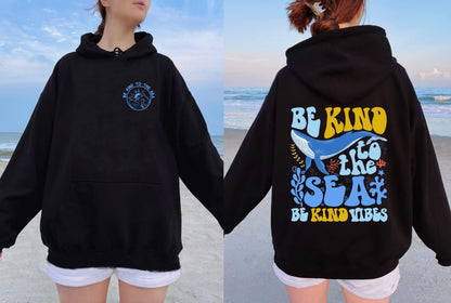 Be Kind To The Sea Hoodie, Summer Holiday Hoodie, Beach Vacation Sweatshirt, Coconut Girl Aesthetic, Ocean Beach Surf T-Shirt, Trendy Shirt