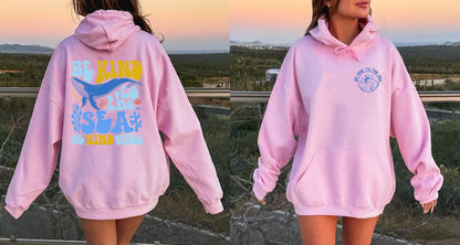 Be Kind To The Sea Hoodie, Summer Holiday Hoodie, Beach Vacation Sweatshirt, Coconut Girl Aesthetic, Ocean Beach Surf T-Shirt, Trendy Shirt