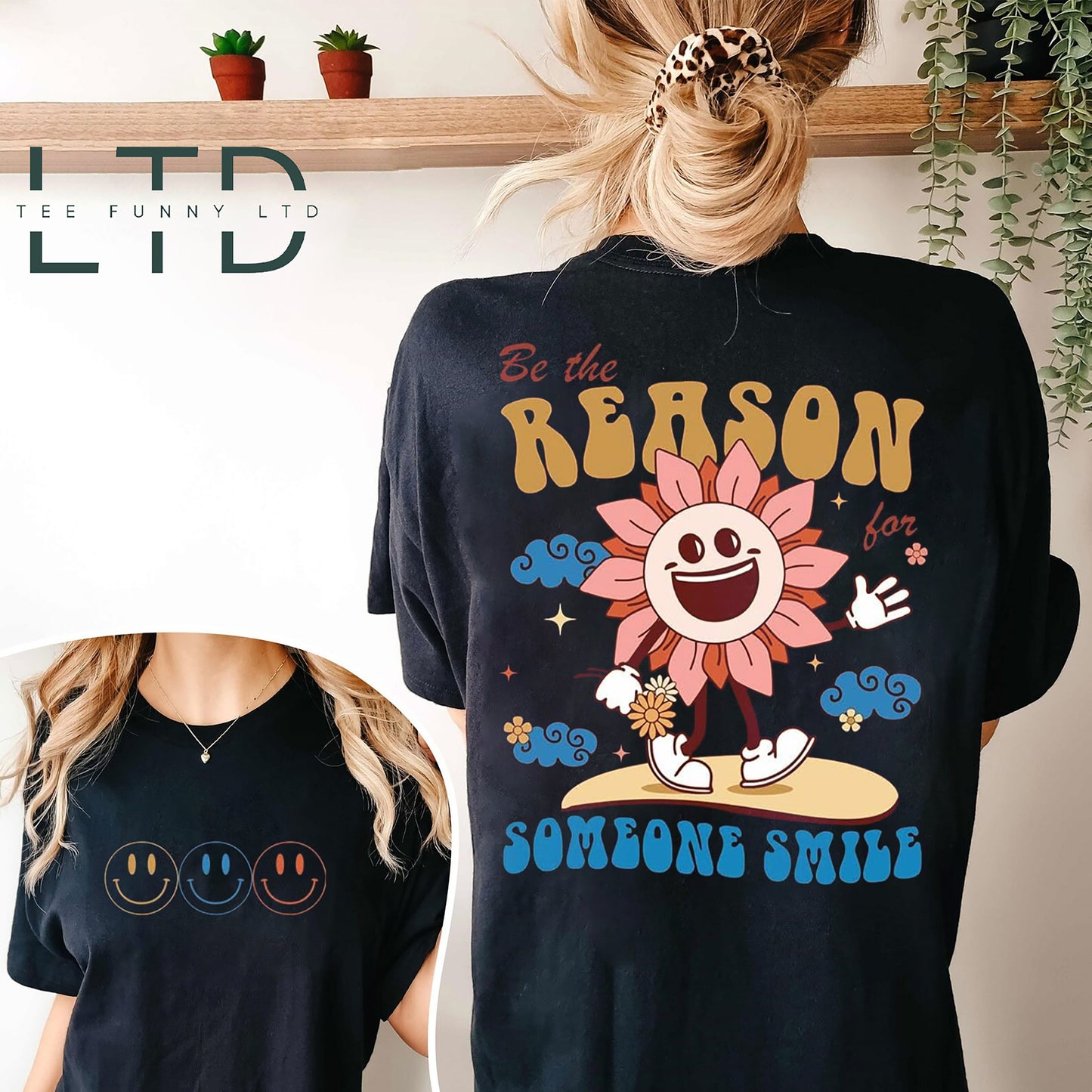 Be The Reason Someone Smiles Today Shirt, Mental Health Shirt, Be Kind Shirt,  Groovy Teacher Shirt, Retro Positive T-Shirt