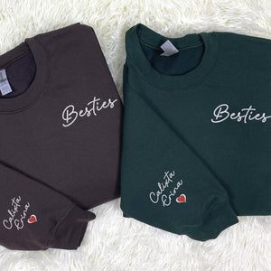 Besties Sweatshirt Hoodie - Embroidered Gift for Best Friend