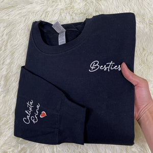 Besties Sweatshirt Hoodie - Embroidered Gift for Best Friend