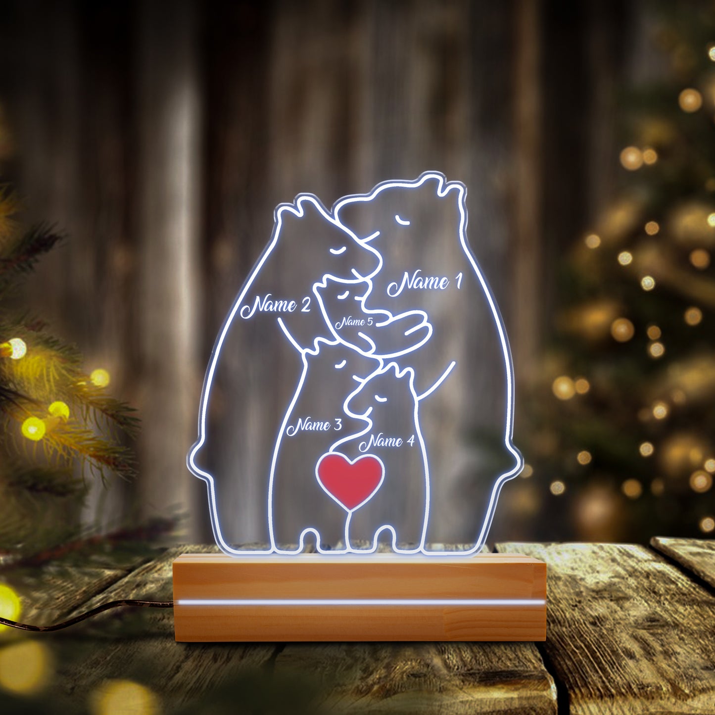 Custom Bear Family Night Light  Personalized Gift for Baby Night light girl boy bedroom bedside light