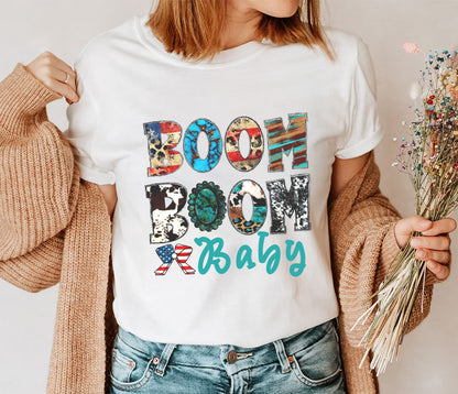 Boom Boom Baby Tee Shirt, 4th Of July T-shirt, USA Shirt, Patriotic Shirt, Independence Day Shirt, Boom Boom 4th Of July Tee
