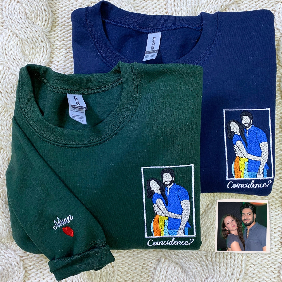 Boyfriend Girlfriend Matching Hoodies or Sweatshirts, Personalized Embroidered Engagement Gifts