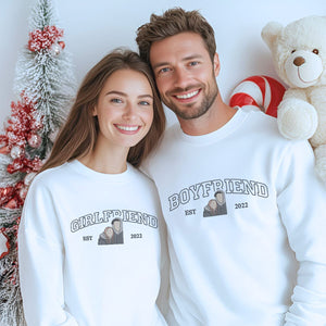 Boyfriend and Girlfriend Sweatshirt or Hoodie, Personalized Embroidered Valentine's Day Gifts For Him Her