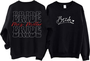 Bride Personalized Sweatshirt, Customized Bride Mrs Last Name Sweatshirt, New Mrs Sweatshirt, Wifey Sweatshirt, Bride Shirt, Fiance Shirt