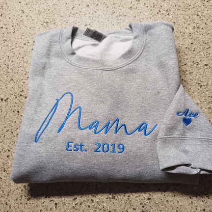 Bride Sweatshirt, Custom Bride Crewneck Est 2024 Embroidered with Initial Heart Sleeve