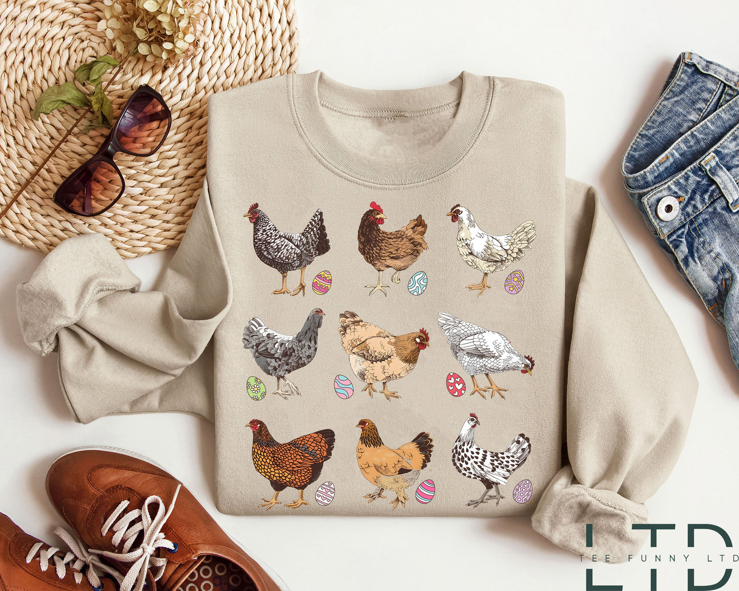 Chicken With Eggs Easter Shirt, Easter Chicken Shirt,Egg Hunting Shirt,Chicken Lover Mom Easter Gift,Chicken Lover Gift,Trendy Chicken Shirt