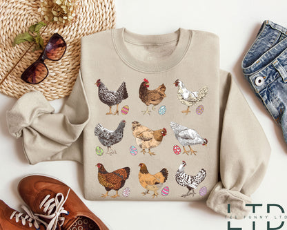 Chicken With Eggs Easter Shirt, Easter Chicken Shirt,Egg Hunting Shirt,Chicken Lover Mom Easter Gift,Chicken Lover Gift,Trendy Chicken Shirt