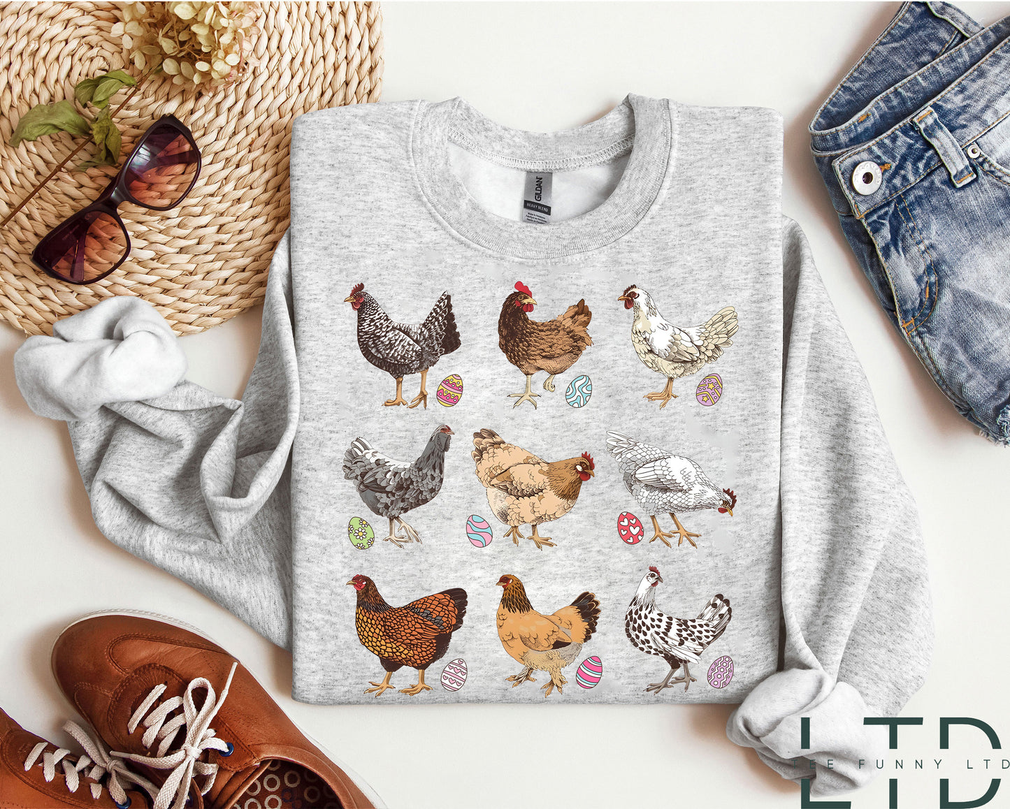 Chicken With Eggs Easter Shirt, Easter Chicken Shirt,Egg Hunting Shirt,Chicken Lover Mom Easter Gift,Chicken Lover Gift,Trendy Chicken Shirt