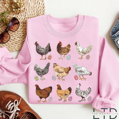 Chicken With Eggs Easter Shirt, Easter Chicken Shirt,Egg Hunting Shirt,Chicken Lover Mom Easter Gift,Chicken Lover Gift,Trendy Chicken Shirt