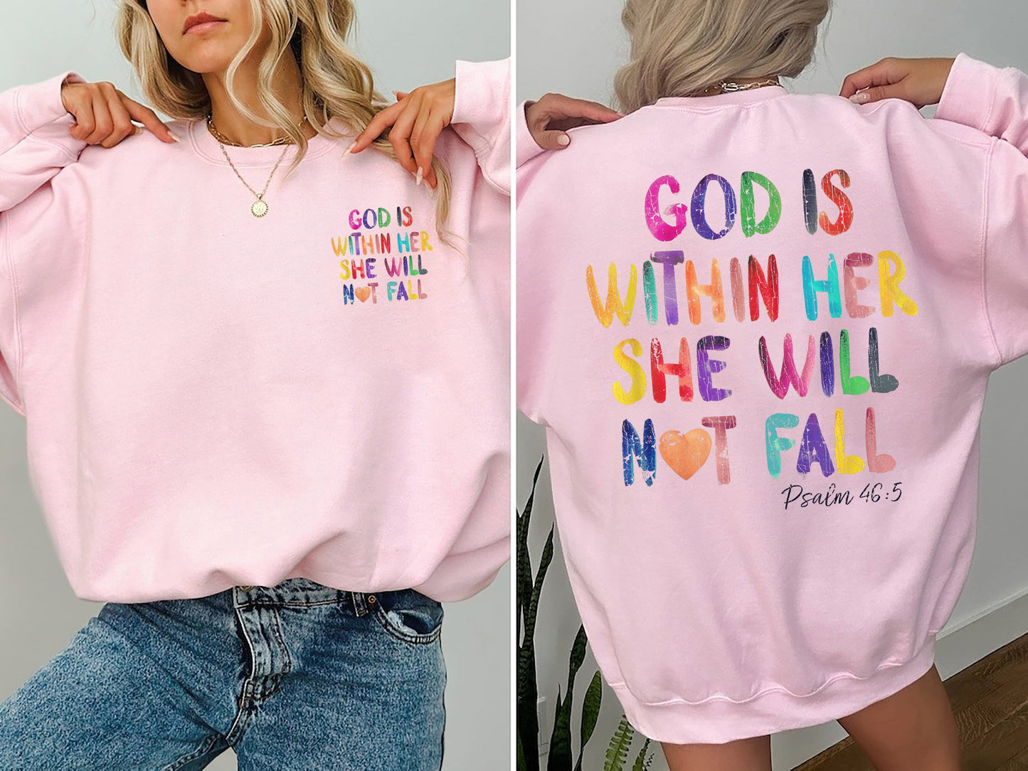 Christian Sweatshirt, God Is Within Her She Will Not Fall Sweater, Christian Bible Verse Shirt, Easter Religious Tshirt, Bible Verse tee