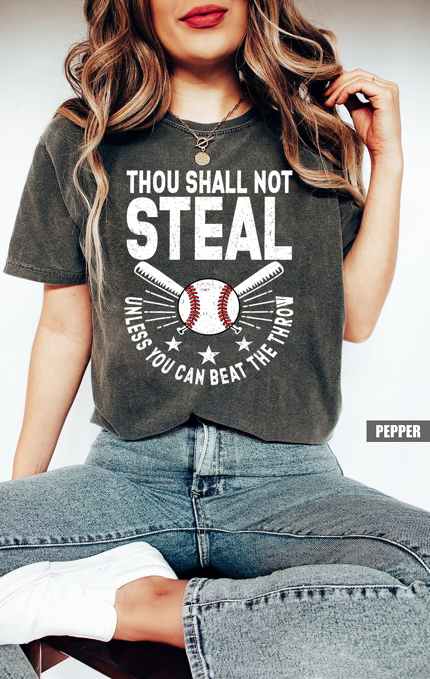 Comfort Colors Thou Shall Not Steal Baseball Shirt,  Baseball dad Mom, Baseball Coach, Coaches Gift, Baseball Gifts, Baseball Catcher