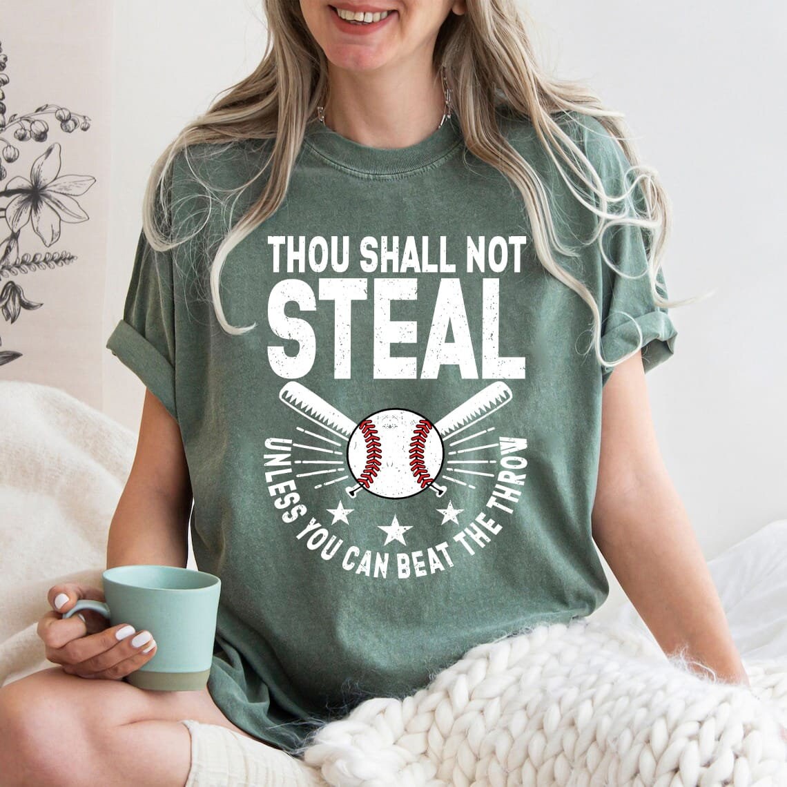 Comfort Colors Thou Shall Not Steal Baseball Shirt,  Baseball dad Mom, Baseball Coach, Coaches Gift, Baseball Gifts, Baseball Catcher
