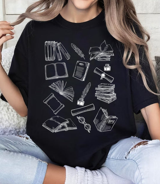 Comfort Colors Bookish Shirt,Simple Minimalist Book Lover Sweatshirt,Light Dark Academia,Reading Lover Book Worm BookTok, For Teacher Her