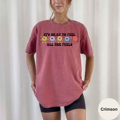 Comfort Colors It's Okay To Feel All The Feels, Mental Health sweatshirt, Inclusion Shirt, Speech Therapy Shirt, Para Hoodie, Girl Boy shirt