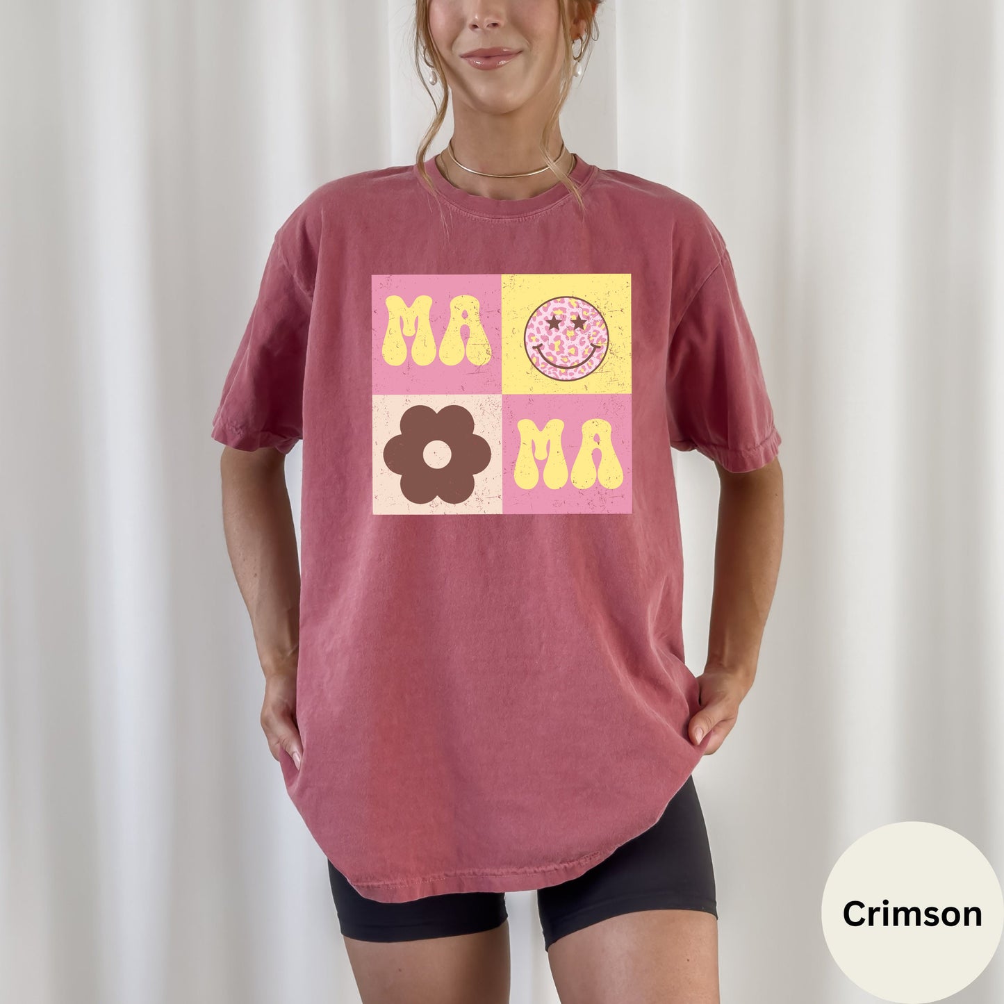 Comfort Colors Smiley Face MAMA T-Shirt, Cute New Mom Shirt, Mama T-shirt, Retro Daisy Mama Shirt, gift For Mom, Mother Days Shirt, Mom Life