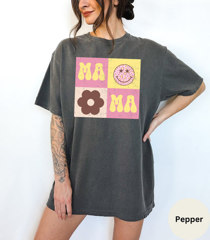 Comfort Colors Smiley Face MAMA T-Shirt, Cute New Mom Shirt, Mama T-shirt, Retro Daisy Mama Shirt, gift For Mom, Mother Days Shirt, Mom Life