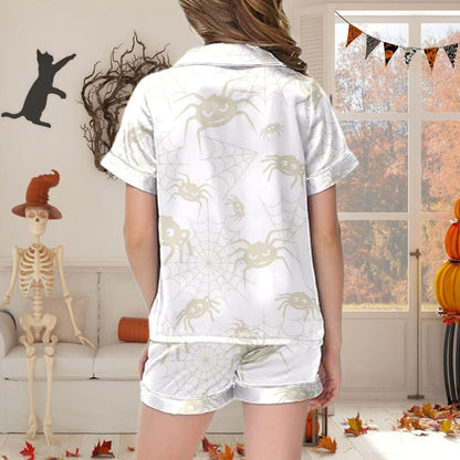 Toddler Baby Girl Halloween Pajama Short Sleeve Cute Pumpkin Print Pajamas Shorts, 2Pcs Halloween Pajamas Set Fall Sleepwear