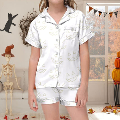 Toddler Baby Girl Halloween Pajama Short Sleeve Cute Pumpkin Print Pajamas Shorts 2Pcs Halloween Pajamas Set Fall Sleepwear Set_Light Pink_Toddler Baby Girls Halloween Outfits